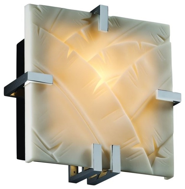 Justice Design Clips 1 Light Square Wall Sconce Tropical Design Clips 1 Light Square Wall Sconce