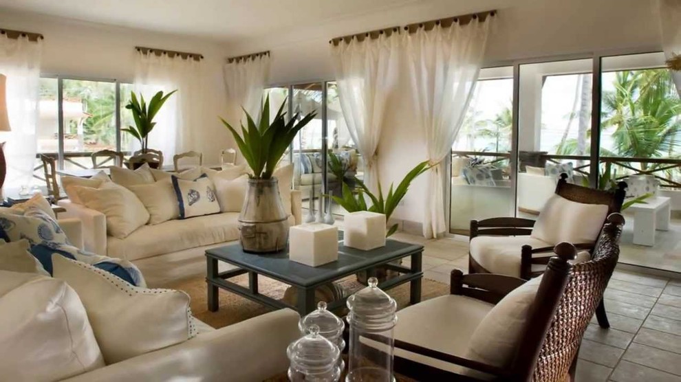 This is an example of a large transitional enclosed living room in Madrid.