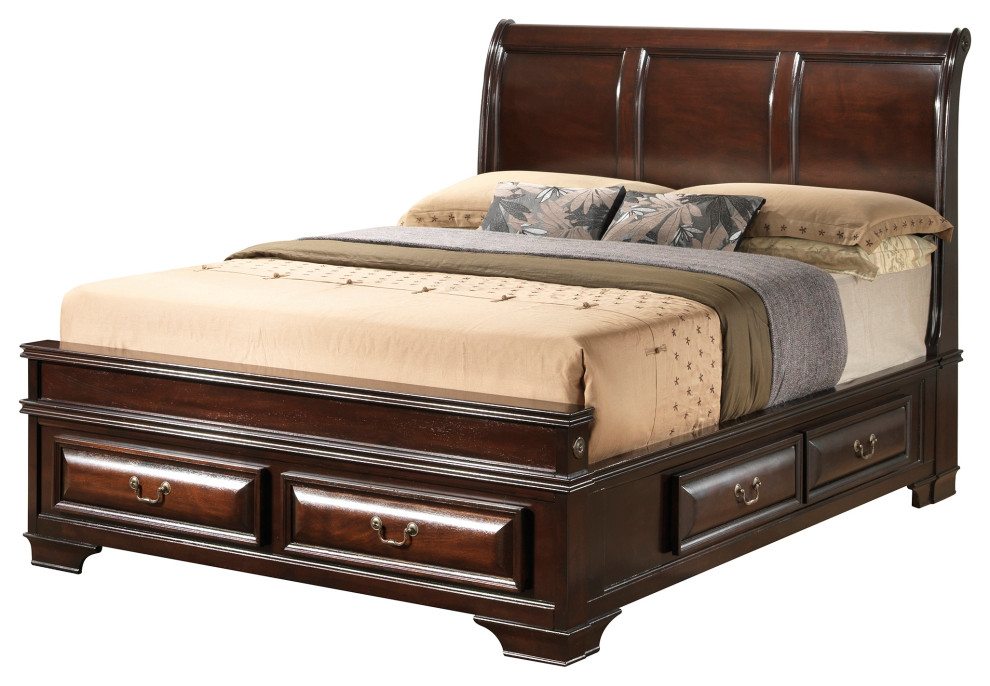 LaVita Collection F Panel Beds, Cappuccino
