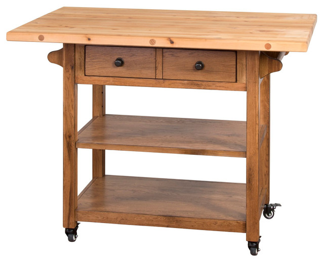 Sunny Designs Ro Sedona Butcher Block Kitchen Island Cart