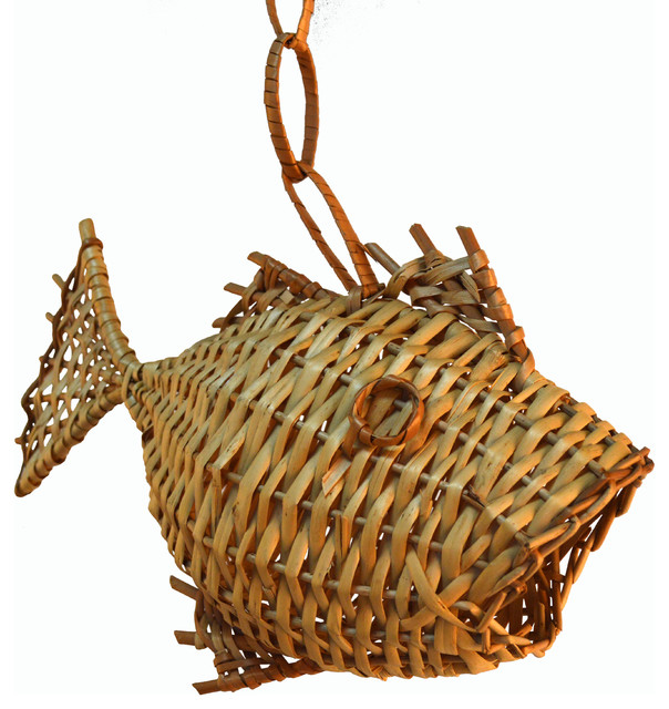 Woven Fish Pendant Lamp Tropical Lighting By Artesania Woven Fish Pendant Lamp Small