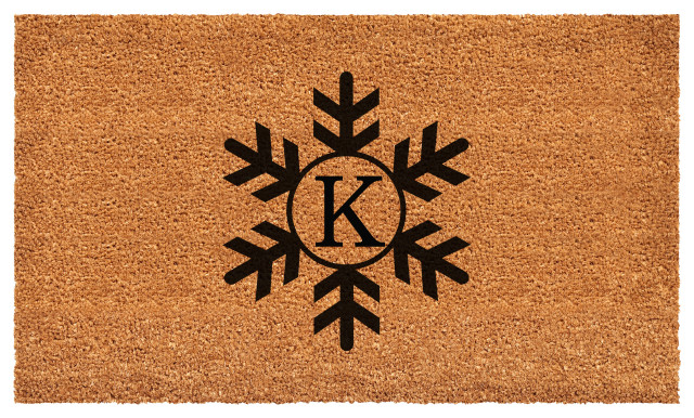 Calloway Mills Snowflake Monogram Doormat, 36"x72", Letter K