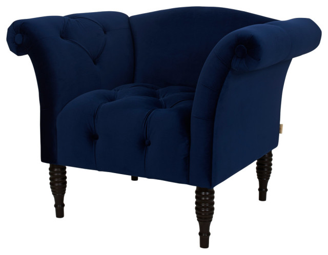 Danica Roll Arm Tufted Velvet Armchair, Arm Accent Chairs