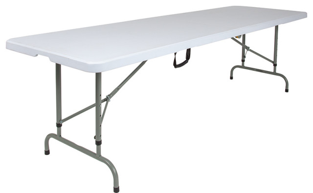 8-ft. Height Adj,Bi-Fold Granite White Plastic Banquet,Event Folding Table