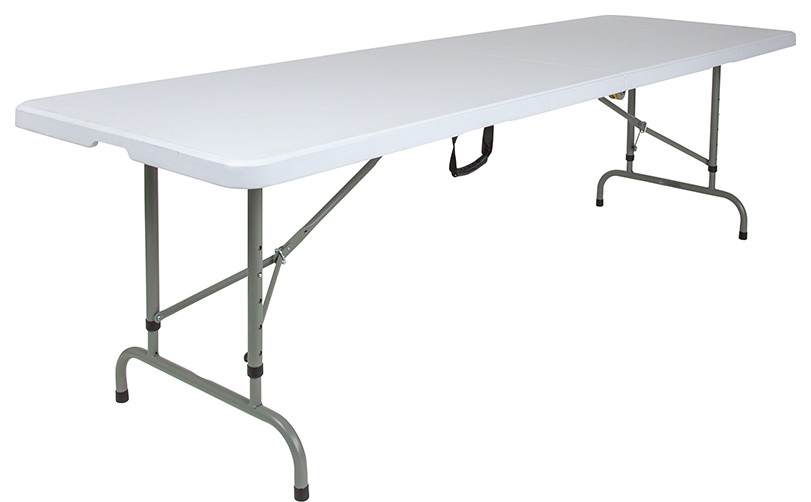 8-ft. Height Adj,Bi-Fold Granite White Plastic Banquet,Event Folding Table