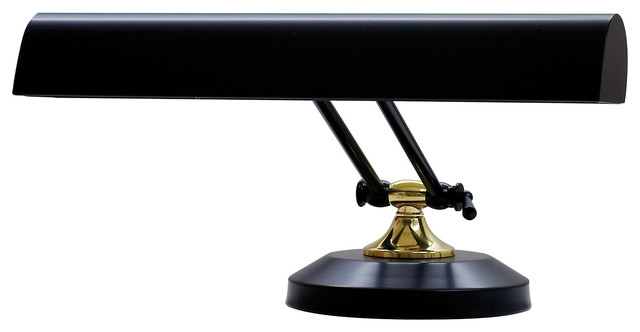 Upright Piano Lamp 14" in Black with Polished Brass Accents