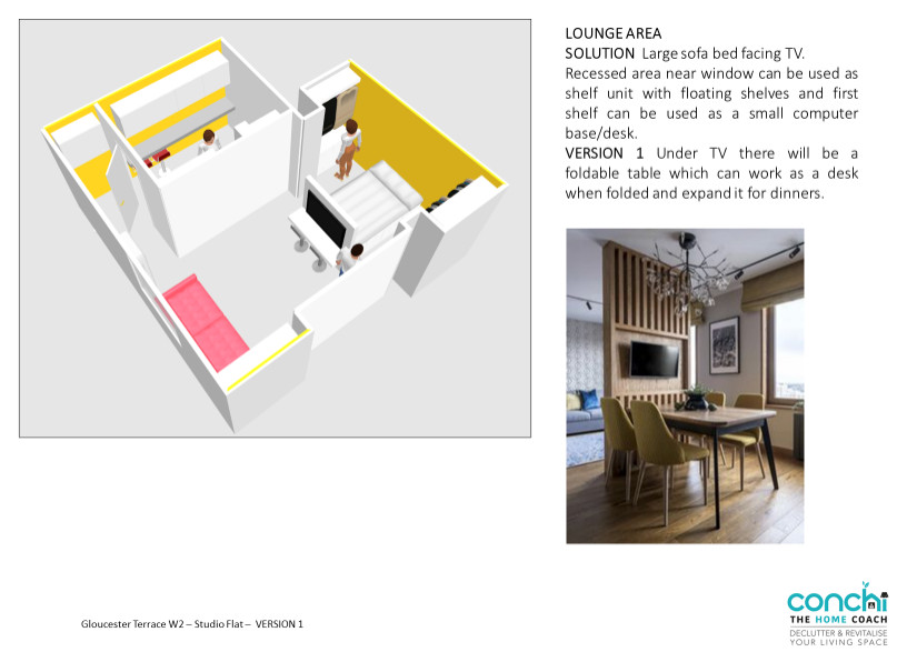 Studio Flat-layout design and storage ideas