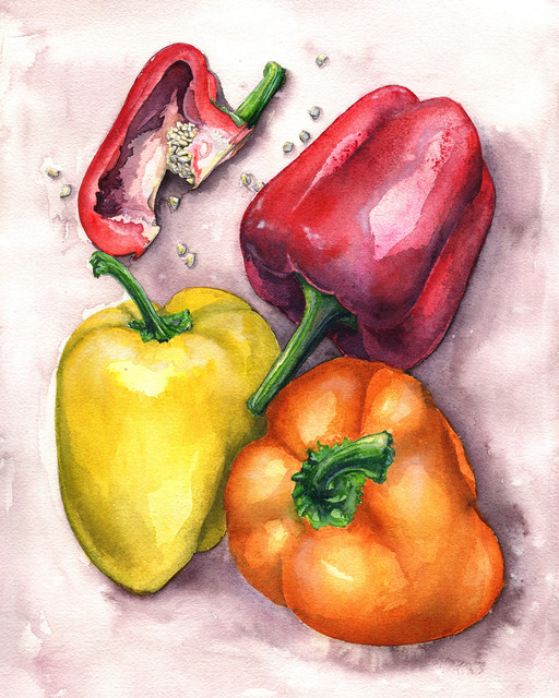 RED YELLOW PEPPERS KITCHEN BOX MOUNTED CANVAS PRINT WALL ART PICTURE PHOTO