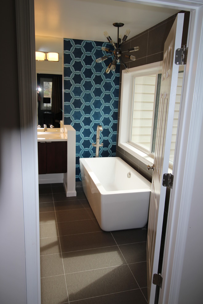 Striking Blue Tile Bath