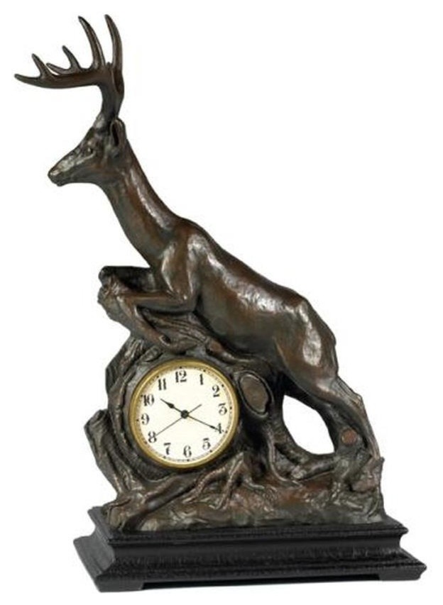 Mantel Clock Leaping Whitetail Deer Chocolate Cast Resin Hand-Painted -  Traditional - Desk And Mantel Clocks - by EuroLuxHome | Houzz