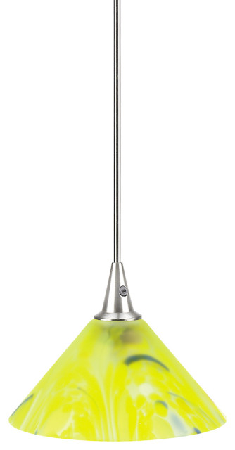 Carlota Pendant, Polished Steel With Yellow Glass Shade 35 With JC Type