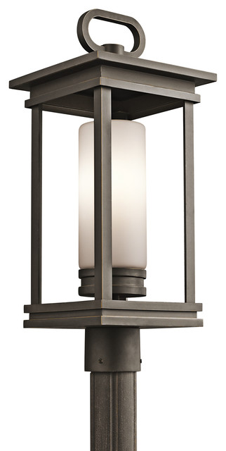Transitional South Hope Outdoor Post Lantern, Rubbed Bronze