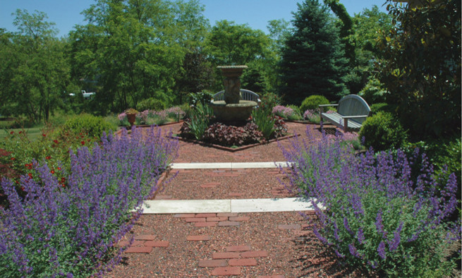 Photo of a large full sun front yard gravel garden path in Cincinnati.