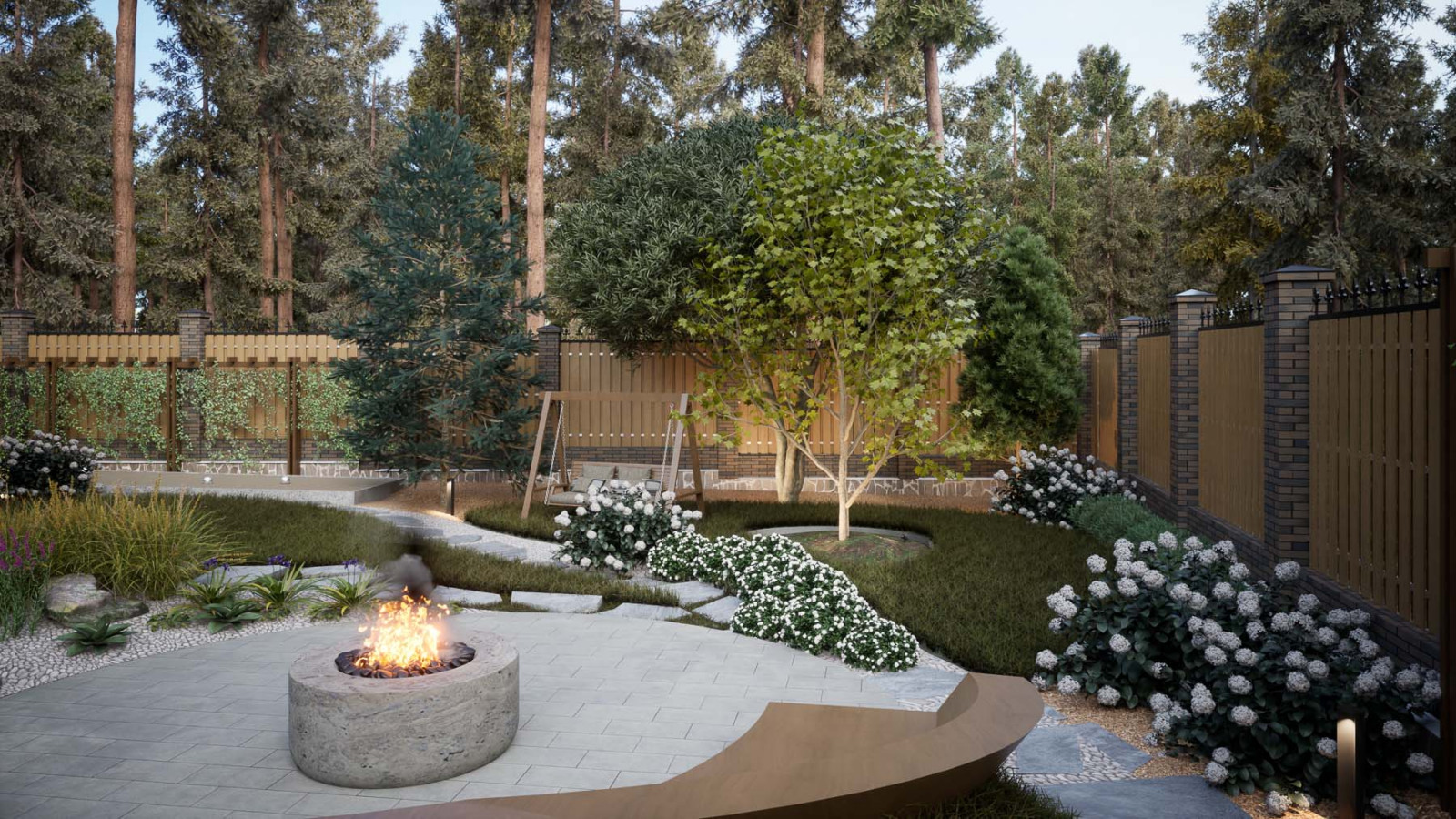 Вид на качели