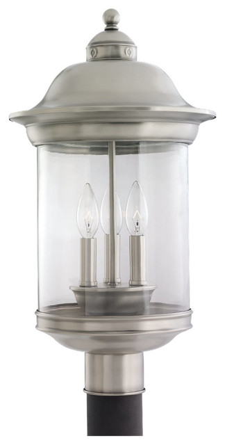 3 Light Outdoor Post Lantern Traditional Lights By Sea 3 Light Outdoor Post Lantern Antique Brushed Nickel
