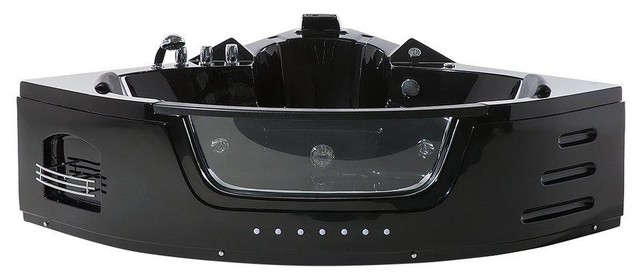 LED Martinica Black Whirlpool Corner Bath