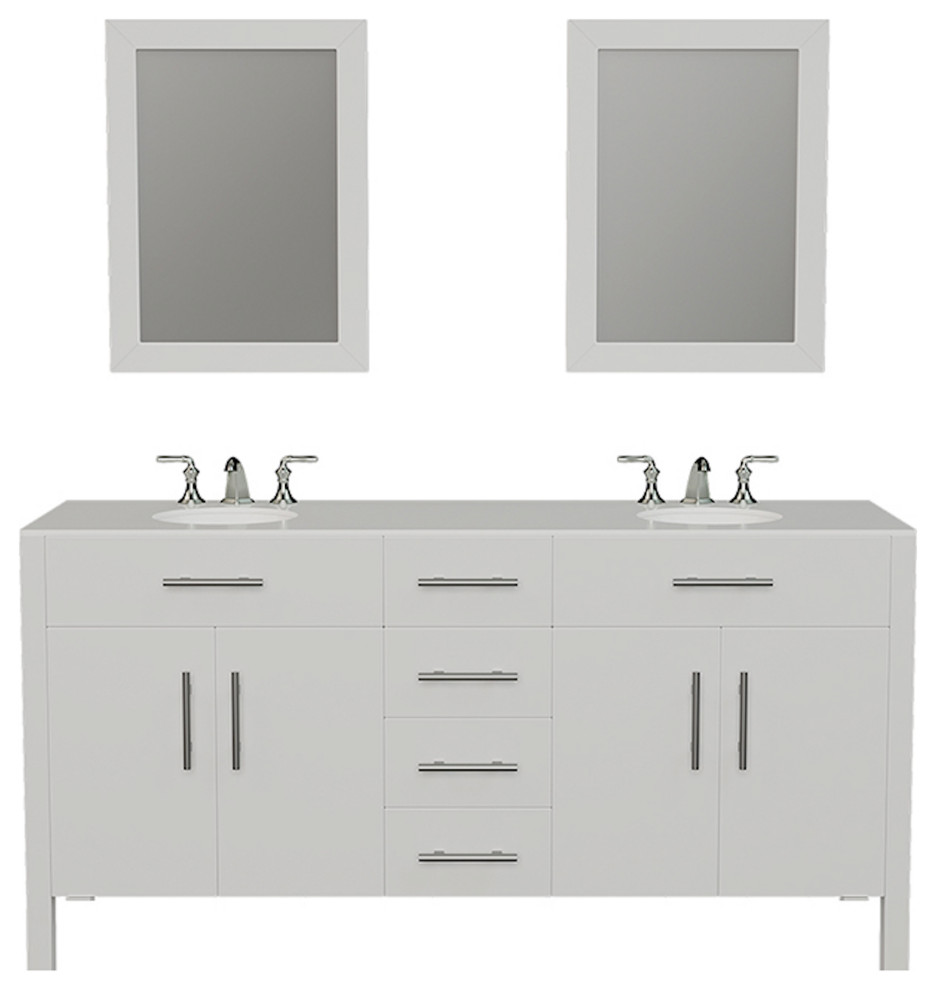72 Double Basin Sink White Vanity Set, 55 Inch White Double Sink Vanity Dimensions