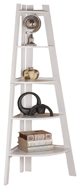 Corner Ladder Bookcase, White