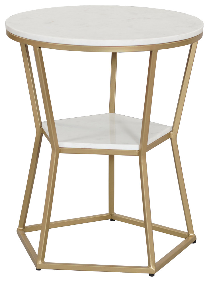 Marigold White and Gold Accent Table Contemporary Side Tables And