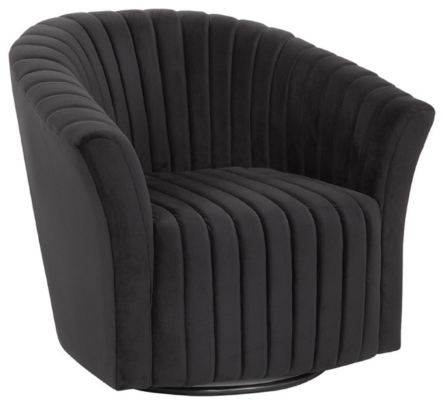 Sofia Channelled Tufted Swivel Chair Velvet by Grafton Home