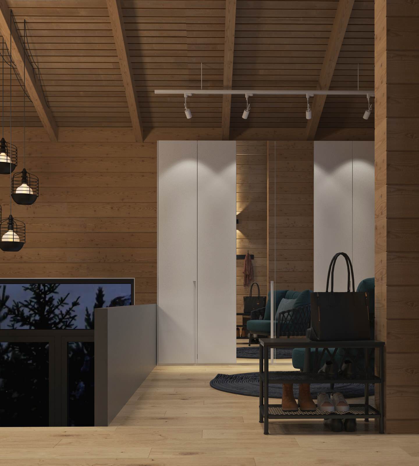 Дизайн-проект интерьера загородного дома (из бруса)