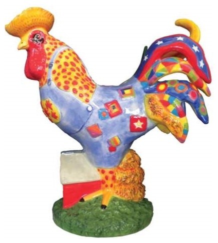 9.5 Inch Multi-Colored Country Fried Chicken Facing Right Figurine