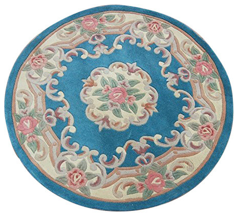 Chinese Round Rug, Blue, 120 cm, Round