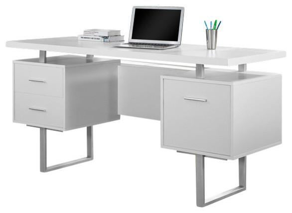 Computer Desk Contemporary monarch specialties computer desk, 60", cappuccino, silver metal Computer Desk Contemporary monarch specialties computer desk, 60", cappuccino, silver metal