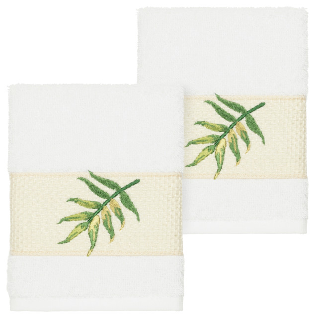Zoe 2 Piece Embellished Washcloth Set, 13" x 13" Tropical Bath