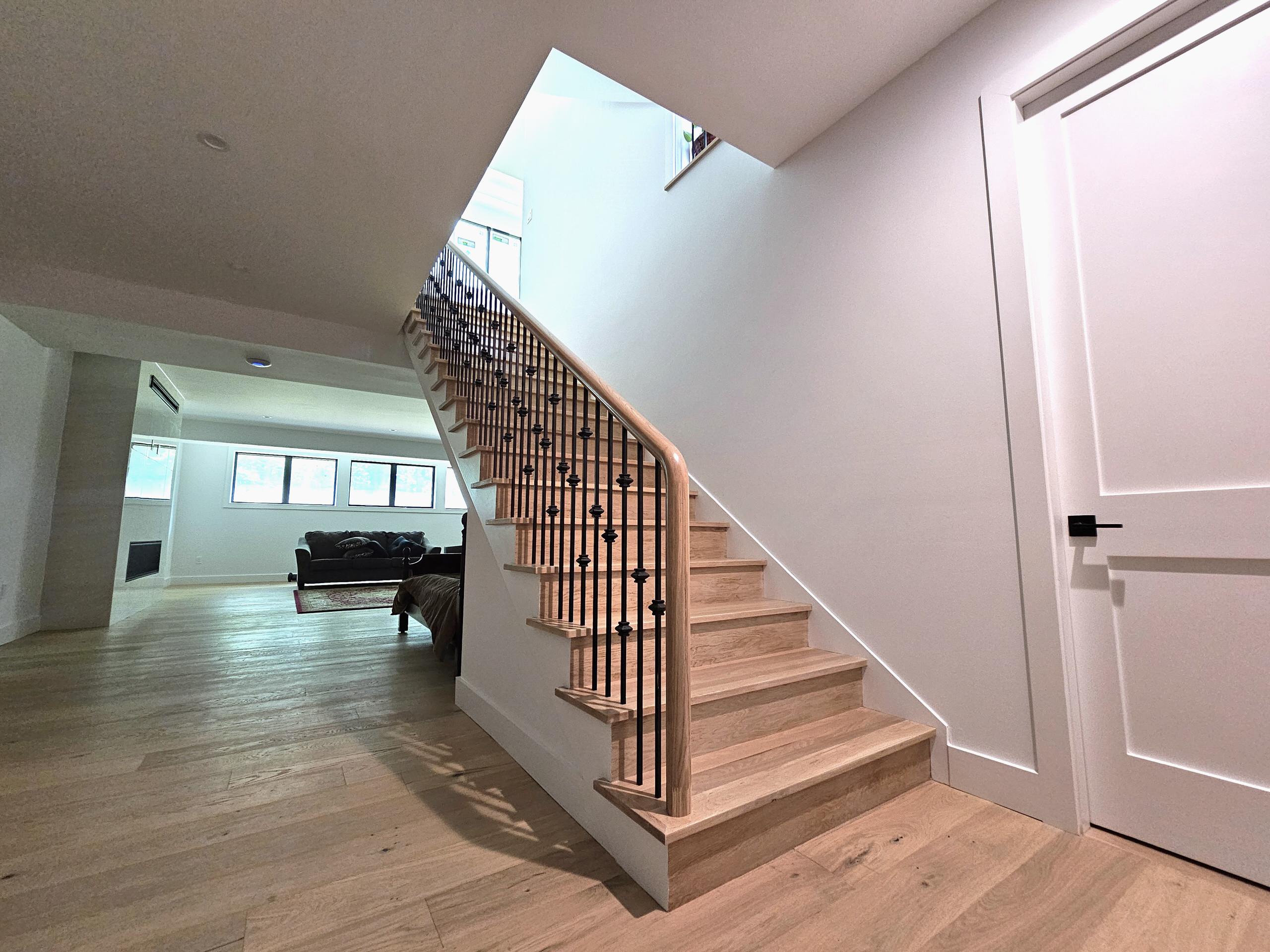 120_Luxurious White Oak Stair with Iron Balusters, Great Falls, 22066