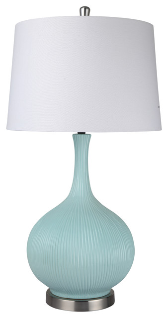 Nathan 31" Table Lamp with Drum Shade by Lucy & George, Aqua