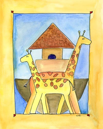 Mod Ark Giraffe, Ready To Hang Canvas Kid's Wall Decor, 16 X 20
