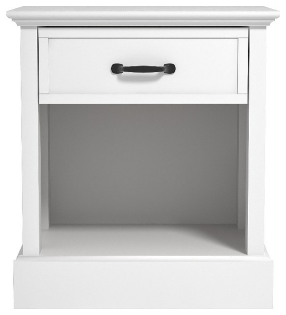 Xylon 1Drawer White Nightstand w/Drawers Storage and Ultra Fast
