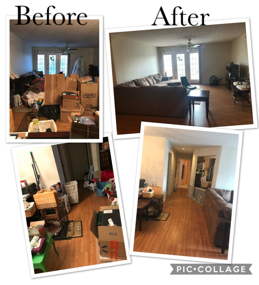 Living room before and after