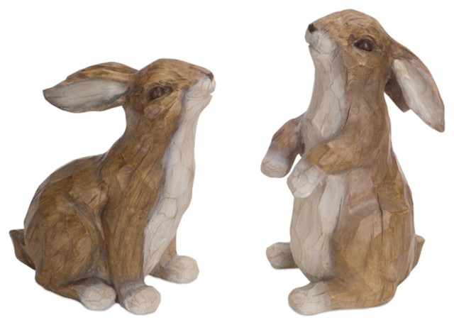 Rabbit, 2-Piece Set, 9.5"H, 11"H Polystone