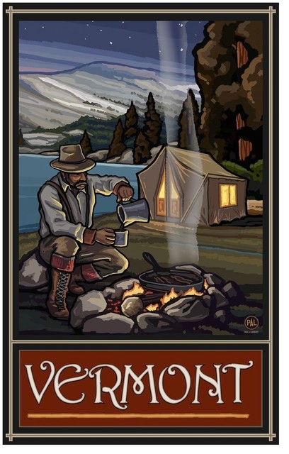 Paul A. Lanquist Vermont Lake Tent Camper Art Print, 30"x45"