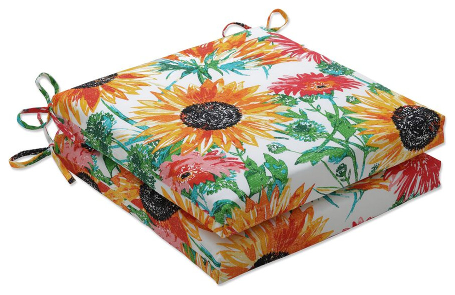 Sunflowers Sunburst Squared Corners Seat Cushion 20x20x3, Set of 2