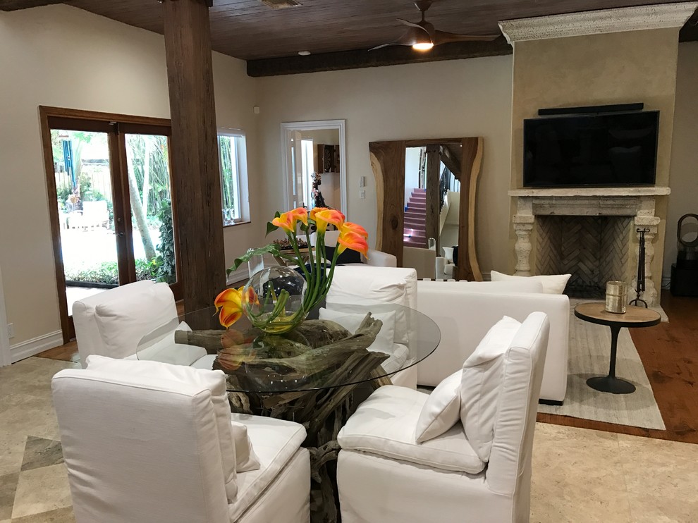 Inspiration for a rustic dining room remodel in Miami