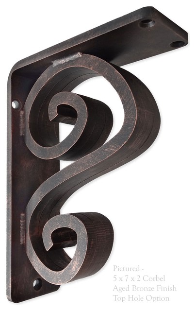 Arts N Crafts Wrought Iron Corbel, 2", 6x8, Black