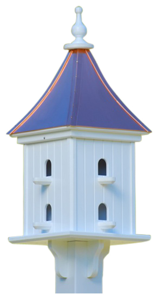 Dovecote Birdhouse, Perches Vinyl and Copper Traditional Birdhouses