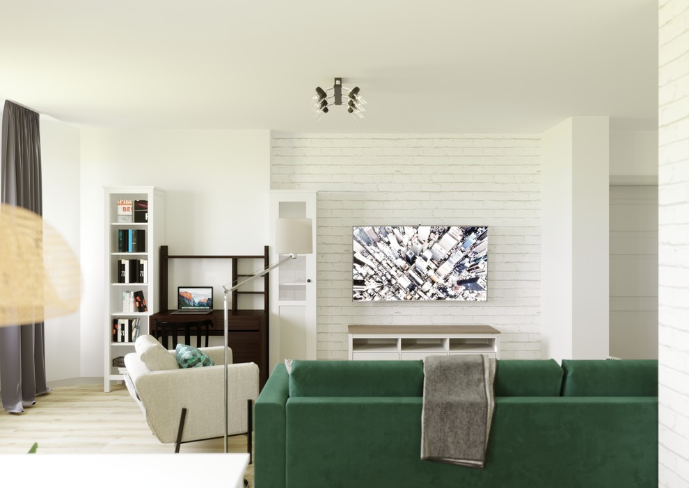 Просторная студия с отдельной спальней в скандинавском стиле