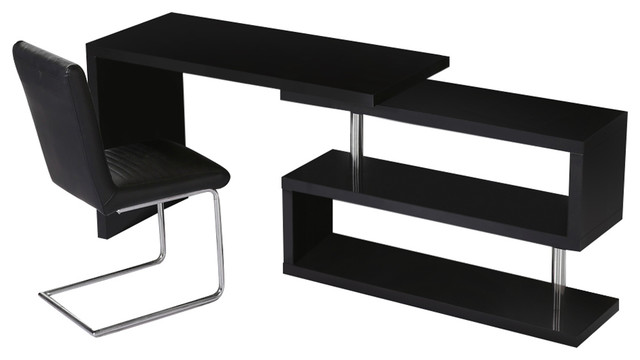 Homcom Rotating Office Desk And Shelf Combo Contemporary Desks