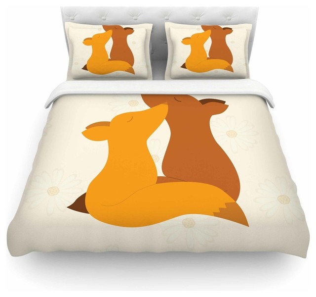 Nl Designs Foxy Love Orange Brown Duvet Cover Contemporary