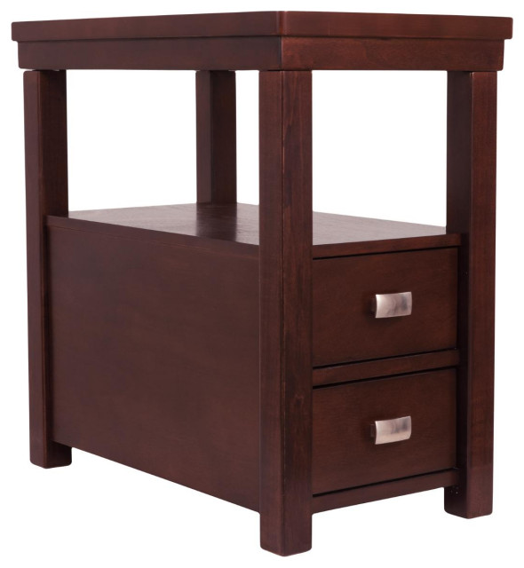 Hatsuko Contemporary Dark Brown Chair Side End Table Transitional Side Tables And End Tables