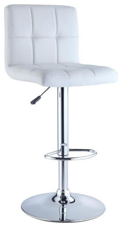 Linon Clayton 24"-32" Gas Lift Adjustable Metal Barstool in White Faux Leather