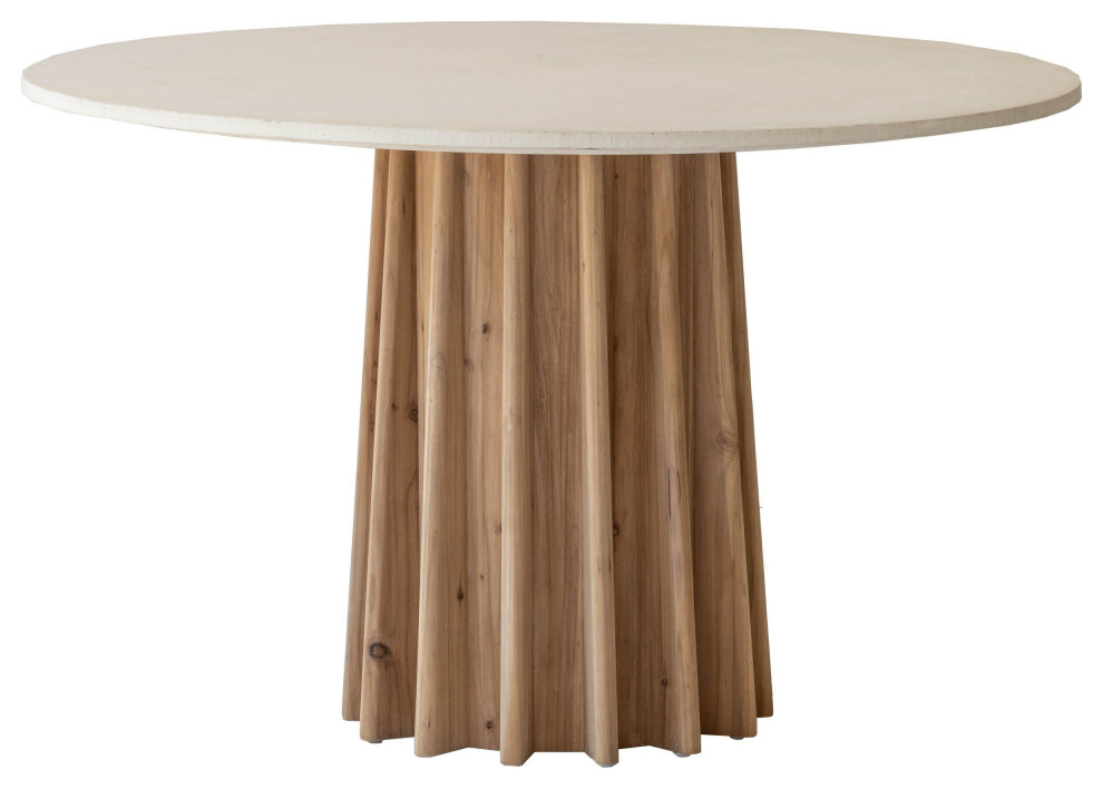 Sculpture Dining Table, White/Brown Transitional Dining Tables by LH Home Ltd Houzz