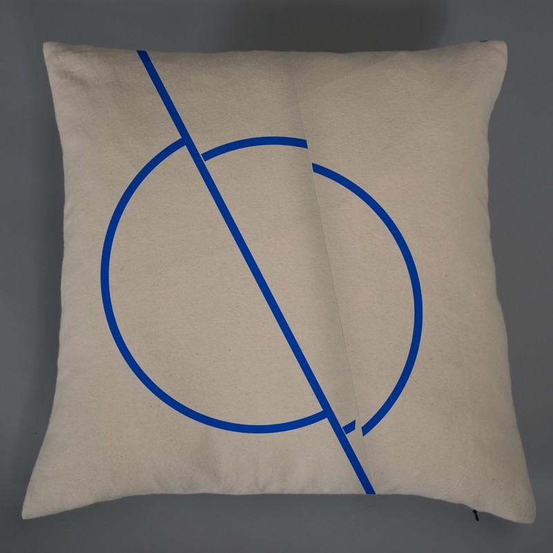 Offset Cushion - Cream and Blue