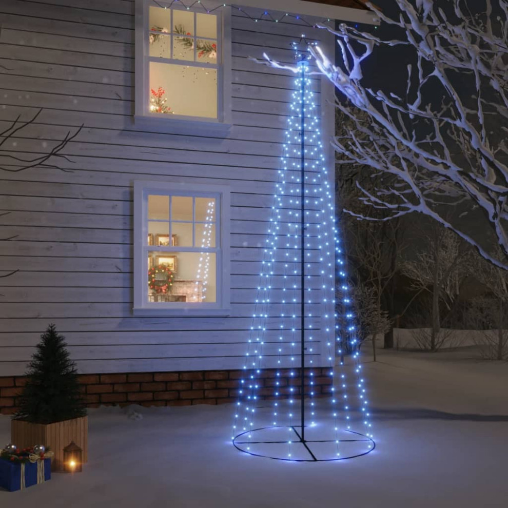 vidaXL Christmas Cone Tree Artificial Christmas Tree Decoration with LEDs Blue