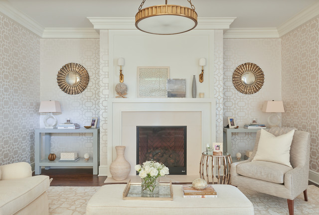Shingle Style Transitional New Construction transitional-living-room