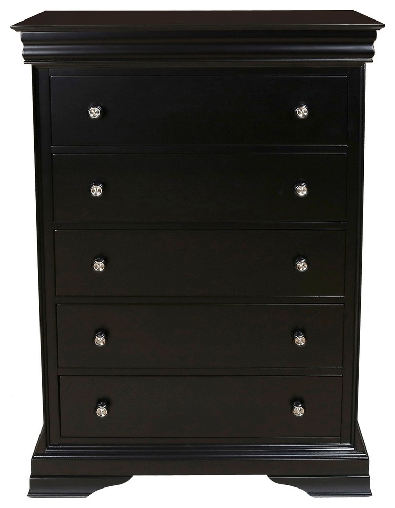 New Classic Belle Rose 5 Drawer Lift Top Chest, Black Cherry